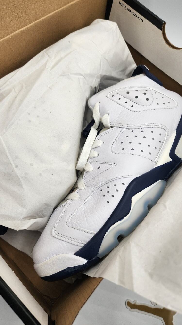 Nike Air Jordan 6 Retro Midnight Navy White GS 7Y Youth Sneakers 384665-141